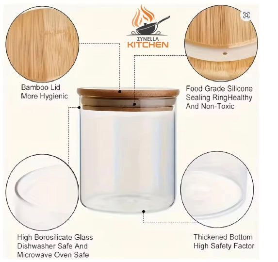 Zynella 12-Pack Glass Spice Jars with Bamboo Lids