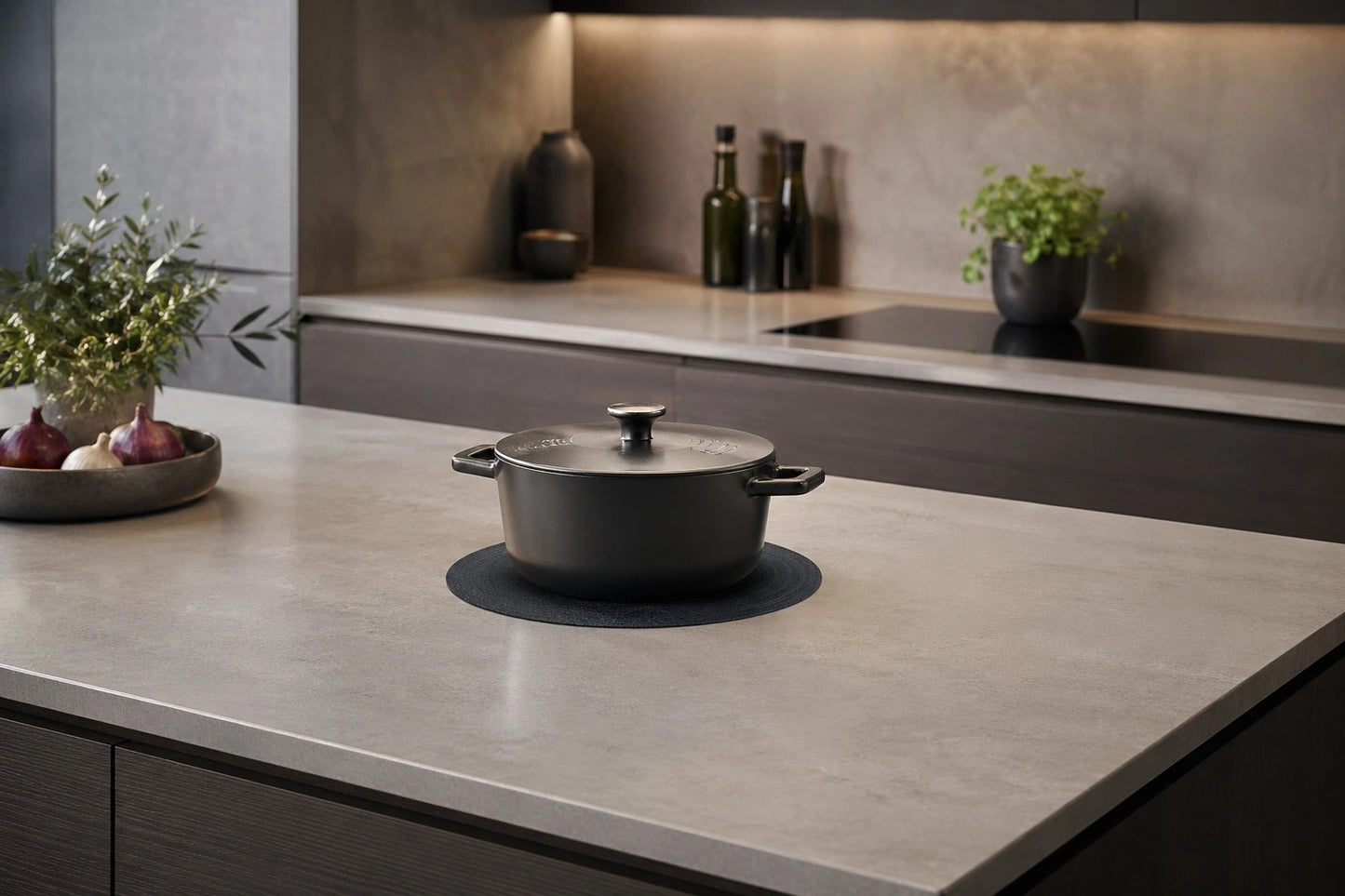 Affordable invisible induction cooktop in apartment kitchen — single burner hidden induction for studio and compact homes