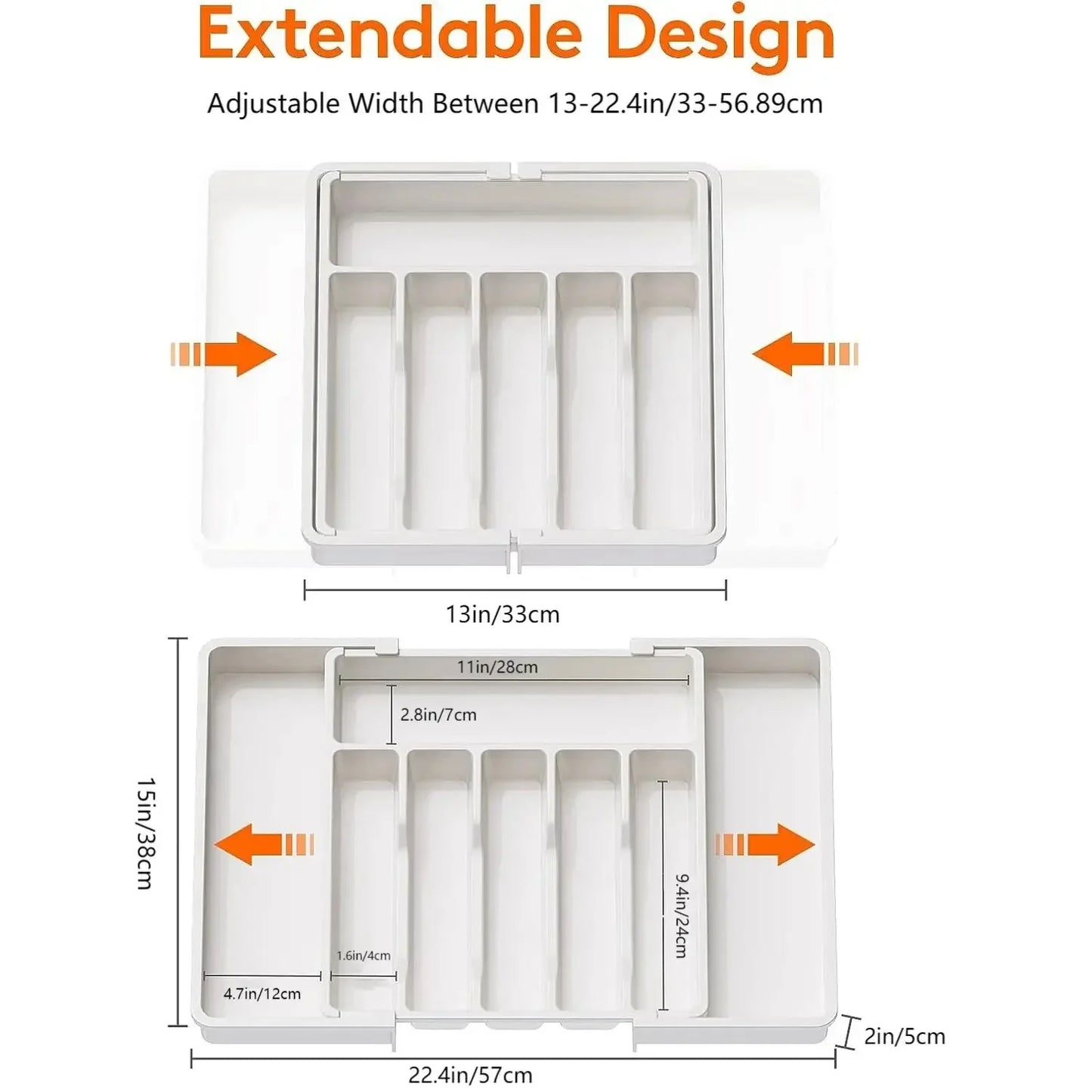 Zynella Kitchen Expandable Drawer Organizer – Adjustable Cutlery Tray