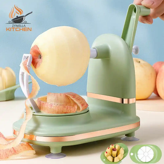 Zynella Hand-Crank Fruit Peeler – Multifunctional Apple & Pear Slicer