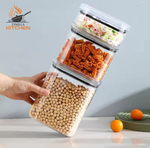 Zynella 4-Piece Sealed Jar Set – Large Capacity Airtight Storage