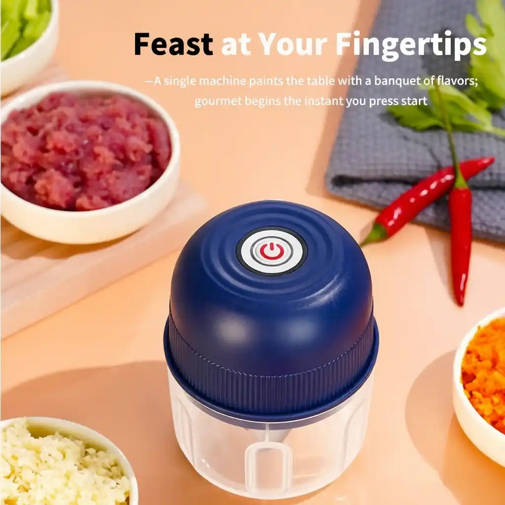 Zynella USB Mini Electric Food Chopper – 260ML 3-Blade Portable Grinder