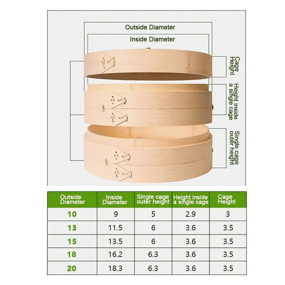 Zynella Bamboo Steamer Basket with Lid – Traditional Chinese Dumpling & Bao Bun Steamer
