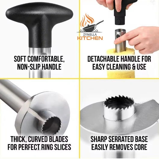 Pineapple Cutter Stainless Steel – Spiral Rotary Peeler, Core Separator & Extractor