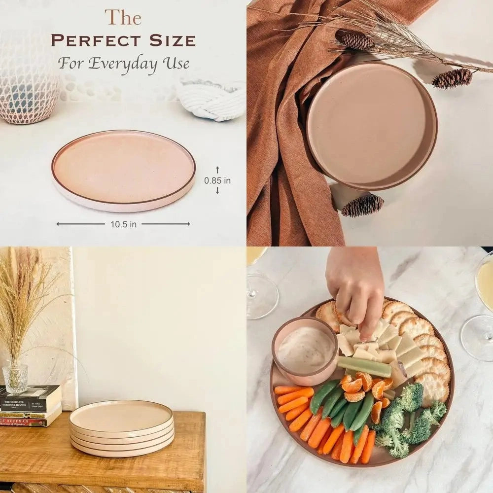 Zynella 6-Piece 10.5 Inch High Rim Dinner Plates Set