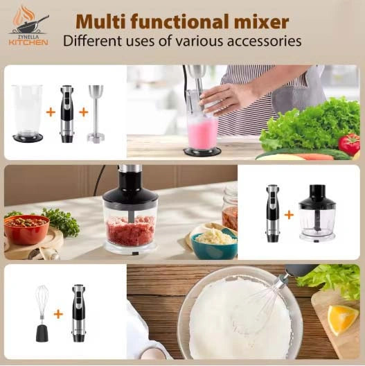 Zynella 4-in-1 Hand Blender Set – Multi-Speed Immersion Blender