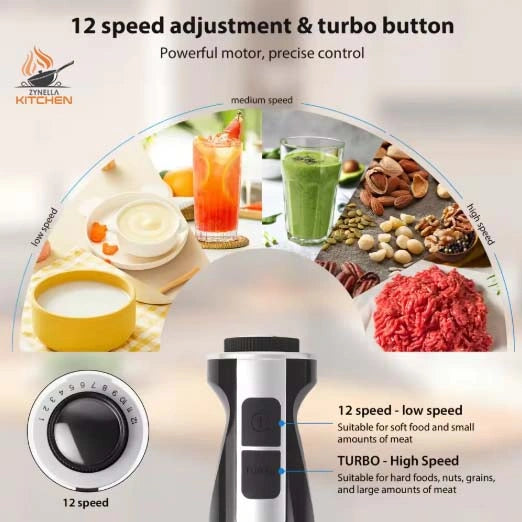 Zynella 4-in-1 Hand Blender Set – Multi-Speed Immersion Blender