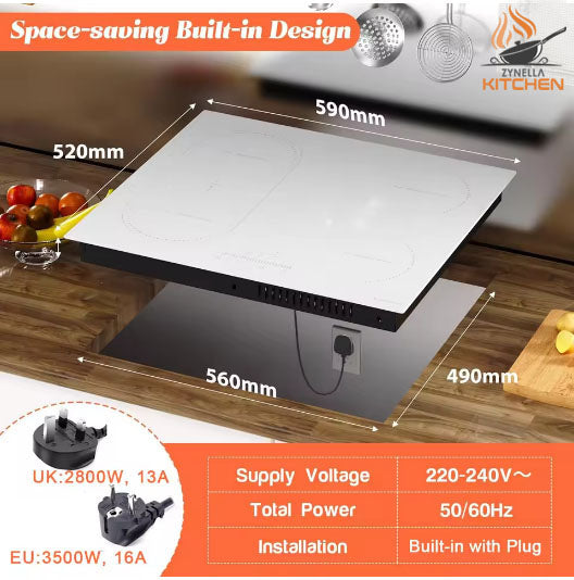 Zynella 60cm Plug-In Induction Hob with Grill Zone