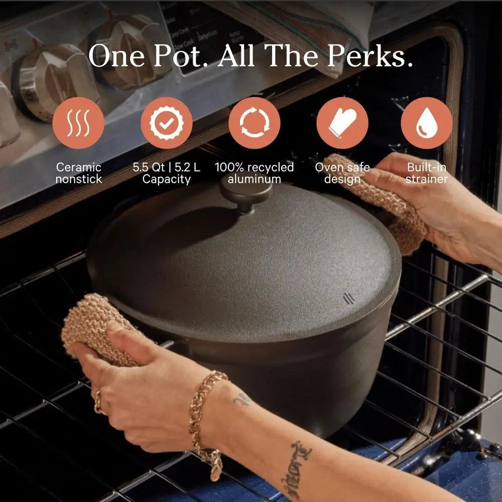 Zynella Ceramic Non-Stick Multi-Functional Pot – 5.5 Quart Healthy Cookware