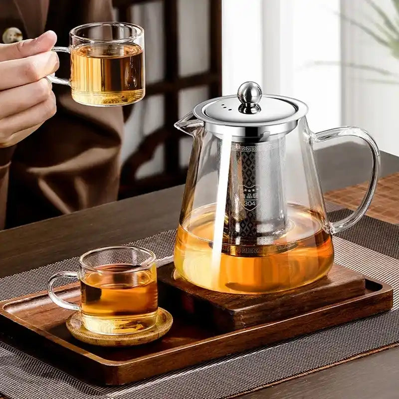 Zynella High Borosilicate Glass Teapot with Stainless Steel Infuser