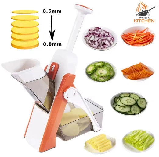 Multifunctional Vegetable Cutting Machine – 5-in-1 Manual Food Chopper & Slicer