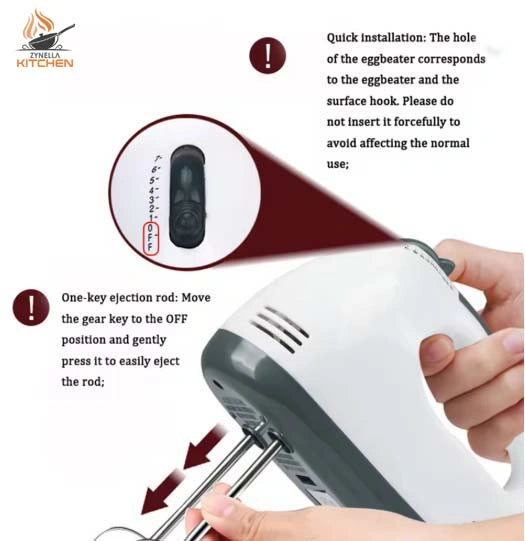 Zynella 7-Speed Handheld Electric Mixer