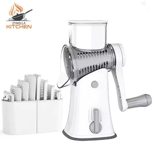 5-in-1 Rotary Cheese Grater & Vegetable Slicer – Mandoline, Julienne, Waffle Cutter & Nut Chopper