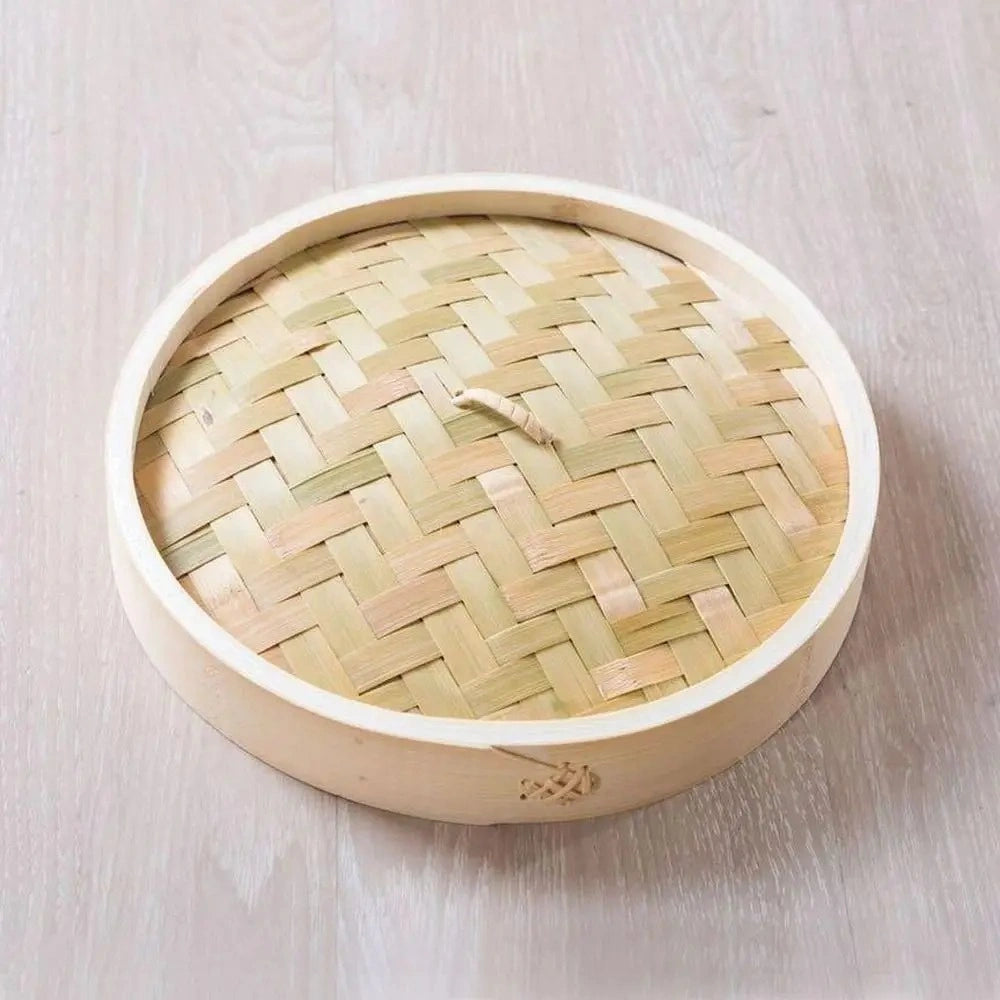 Zynella Bamboo Steamer Basket with Lid – Traditional Chinese Dumpling & Bao Bun Steamer