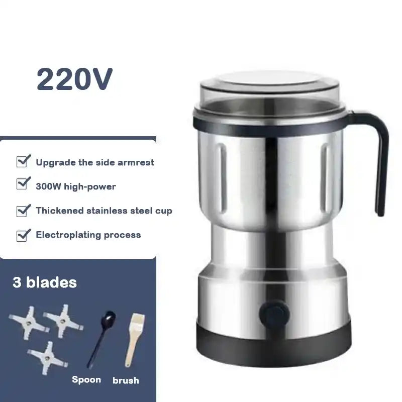 Zynella 300W Stainless Steel Coffee & Spice Grinder – 220V