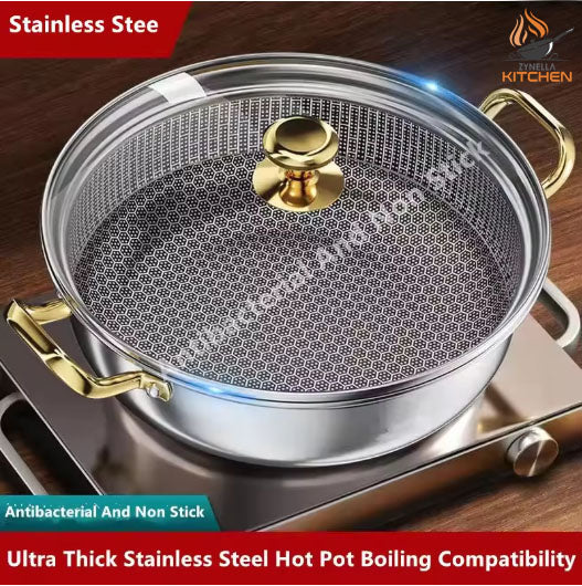 Zynella Honeycomb Stainless Steel Wok Pot