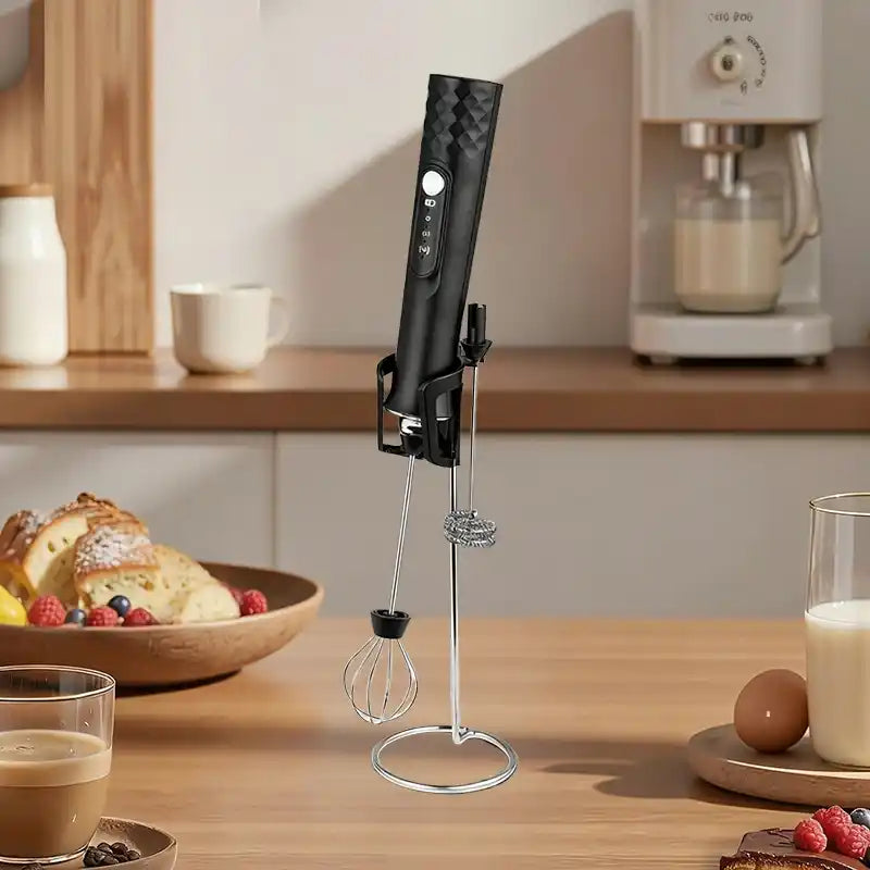 Zynella 3-in-1 Electric Handheld Milk Frother with Stand