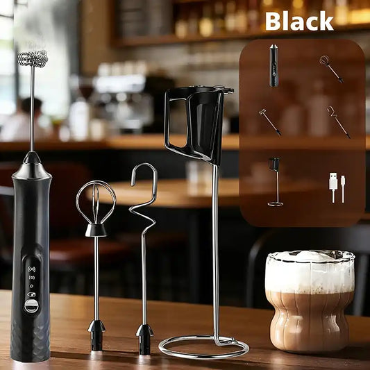 Zynella 3-in-1 Electric Handheld Milk Frother with Stand
