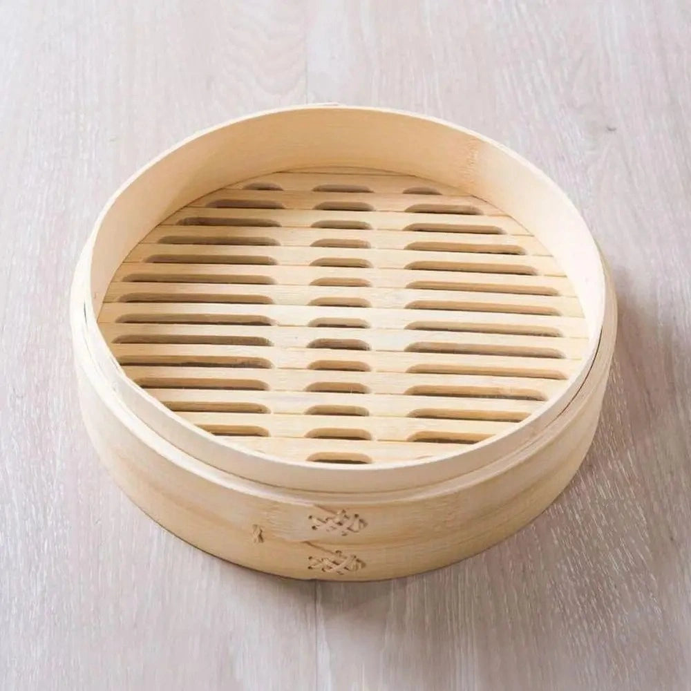 Zynella Bamboo Steamer Basket with Lid – Traditional Chinese Dumpling & Bao Bun Steamer