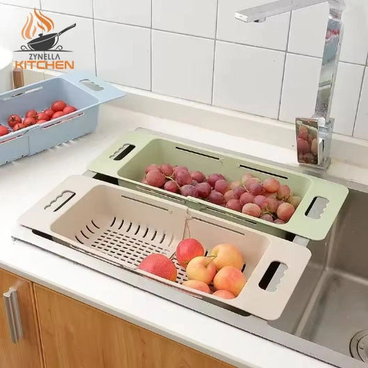 Kitchen Portable Adjustable Dish Drainer – Collapsible Sink Basket