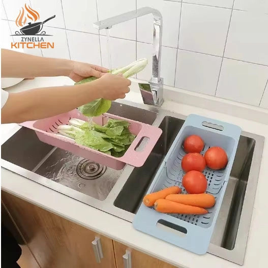 Kitchen Portable Adjustable Dish Drainer – Collapsible Sink Basket