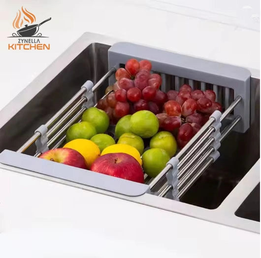 Adjustable Stainless Steel Sink Drain Rack – Retractable Fruit & Vegetable Basket