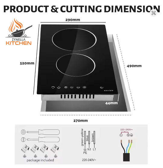 Zynella 2-Zone Built-In Ceramic Hob Black Glass