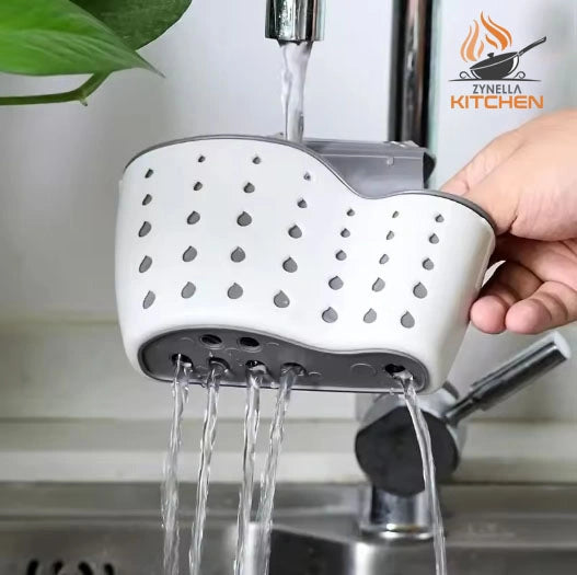 Sink Draining Hanging Basket – Adjustable Rubber Sink Bag, Soap & Sponge Holder for Kitchen & Bathroom