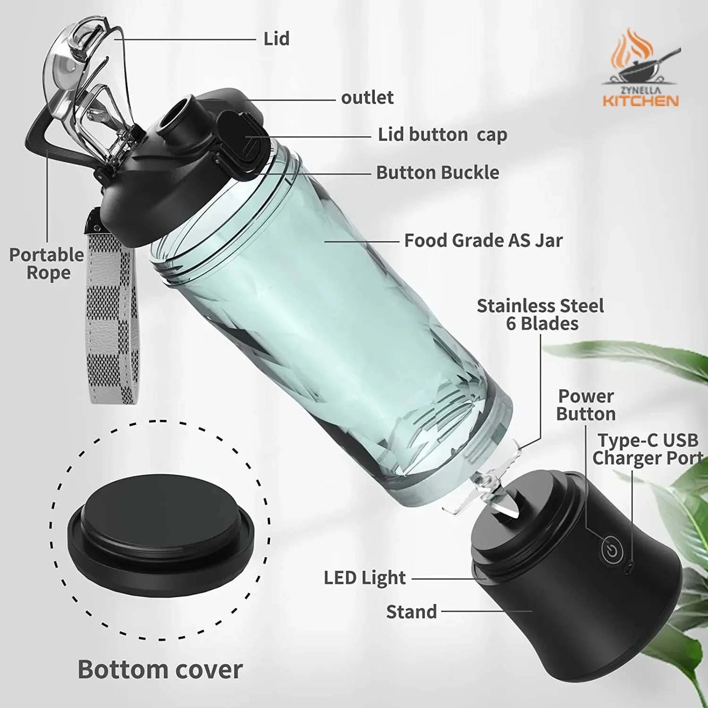 Zynella Portable 600ML Electric Blender