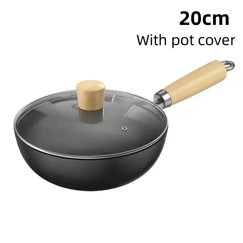 Zynella 20/24cm Non-Stick Cast Iron Wok – Small Household Frying Pan