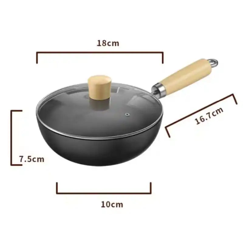 Zynella 20/24cm Non-Stick Cast Iron Wok – Small Household Frying Pan