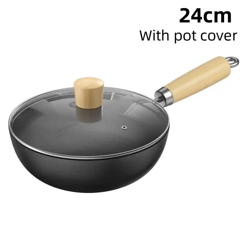Zynella 20/24cm Non-Stick Cast Iron Wok – Small Household Frying Pan