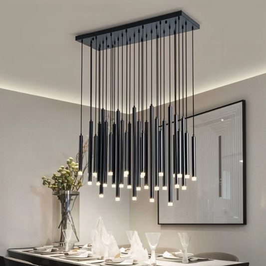Zynella Linear LED Chandelier – Modern Gold Dining Room Ceiling Light