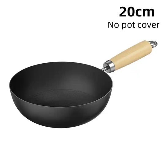 Zynella 20/24cm Non-Stick Cast Iron Wok – Small Household Frying Pan