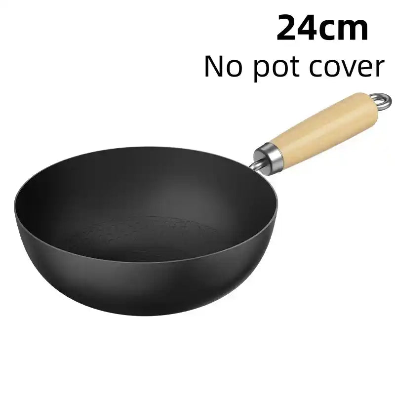 Zynella 20/24cm Non-Stick Cast Iron Wok – Small Household Frying Pan