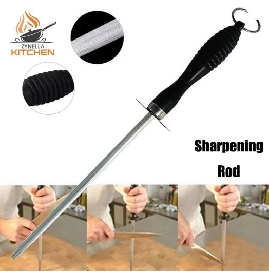 28 cm Professional Carbon Steel Knife Sharpener Rod – Durable Knife Grinder with ABS Handle