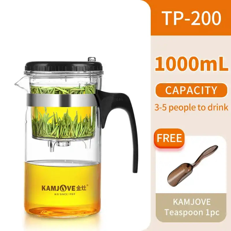 Zynella Heat-Resistant Glass Teapot with Built-In Filter – 1L