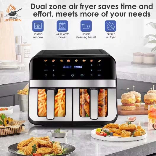 Zynella 8-in-1 Dual Air Fryer XXL with Viewing Window
