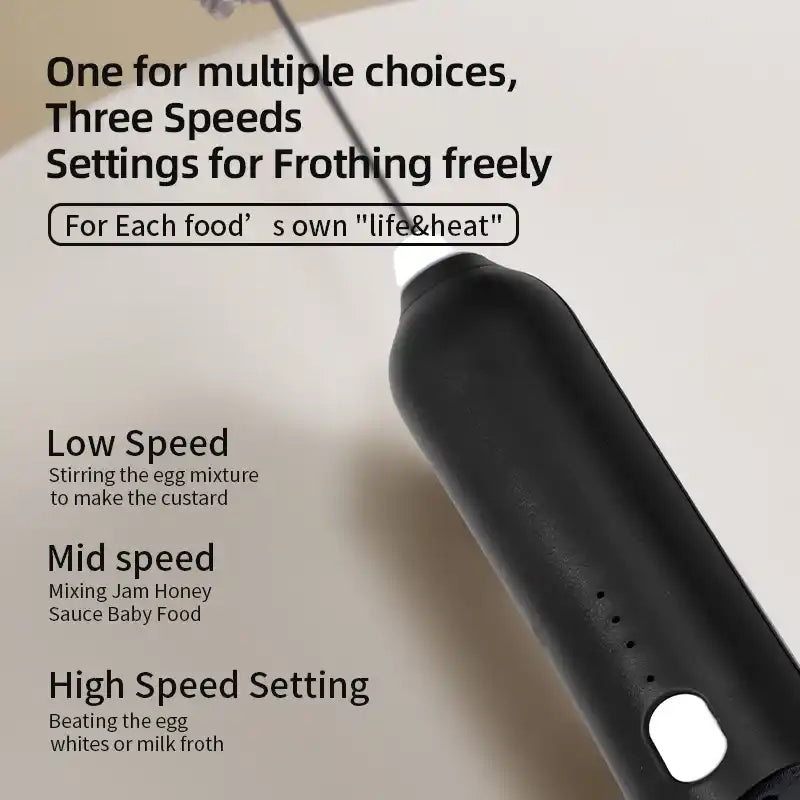 Zynella Mini Milk Frother & Mixer – 3-Speed USB