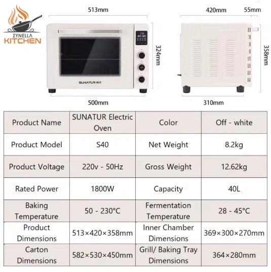 Zynella 40L Electric Pizza Oven