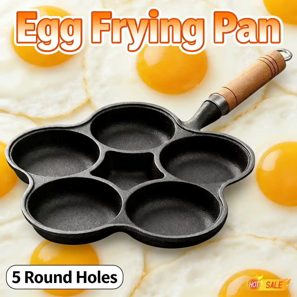 Zynella 5-Hole Cast Iron Breakfast Pan – Egg & Pancake Maker