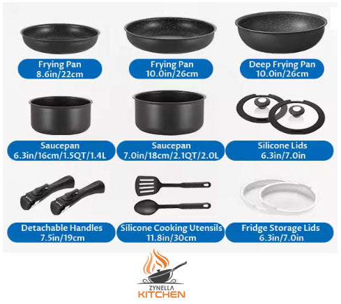 Zynella 13-Piece Non-Stick Induction Cookware Set