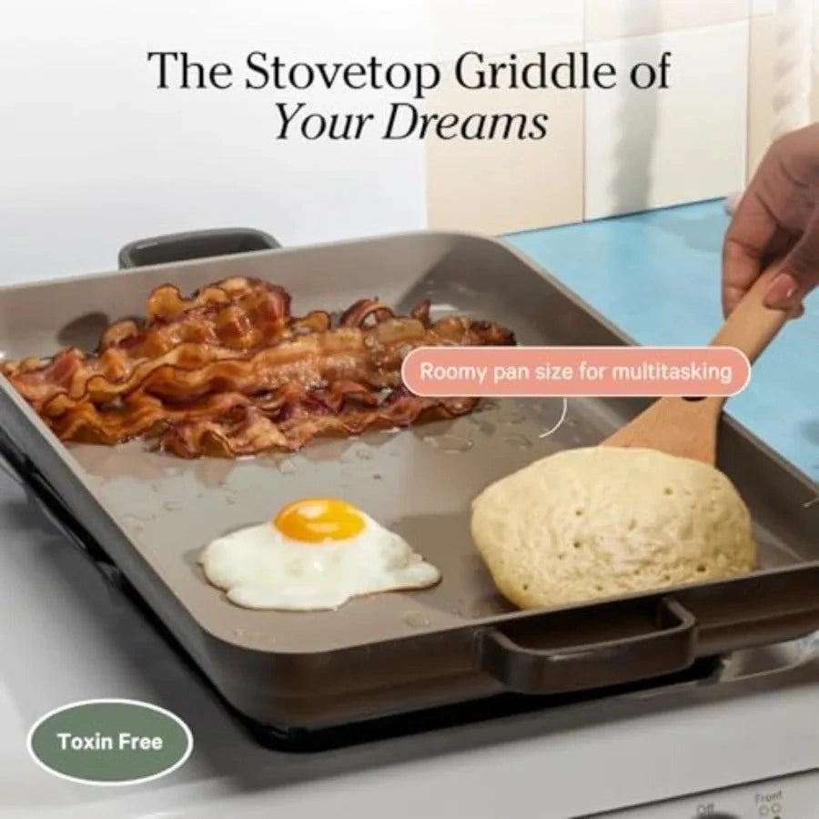 Zynella Ceramic Nonstick Griddle Pan – 5 Qt Dual-Use Stovetop & Oven Griddle