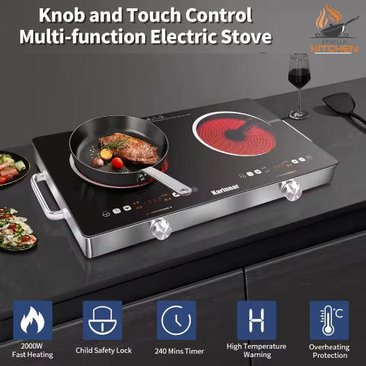 Zynella 56cm 2-Zone Plug-In Ceramic Electric Hob 3200W