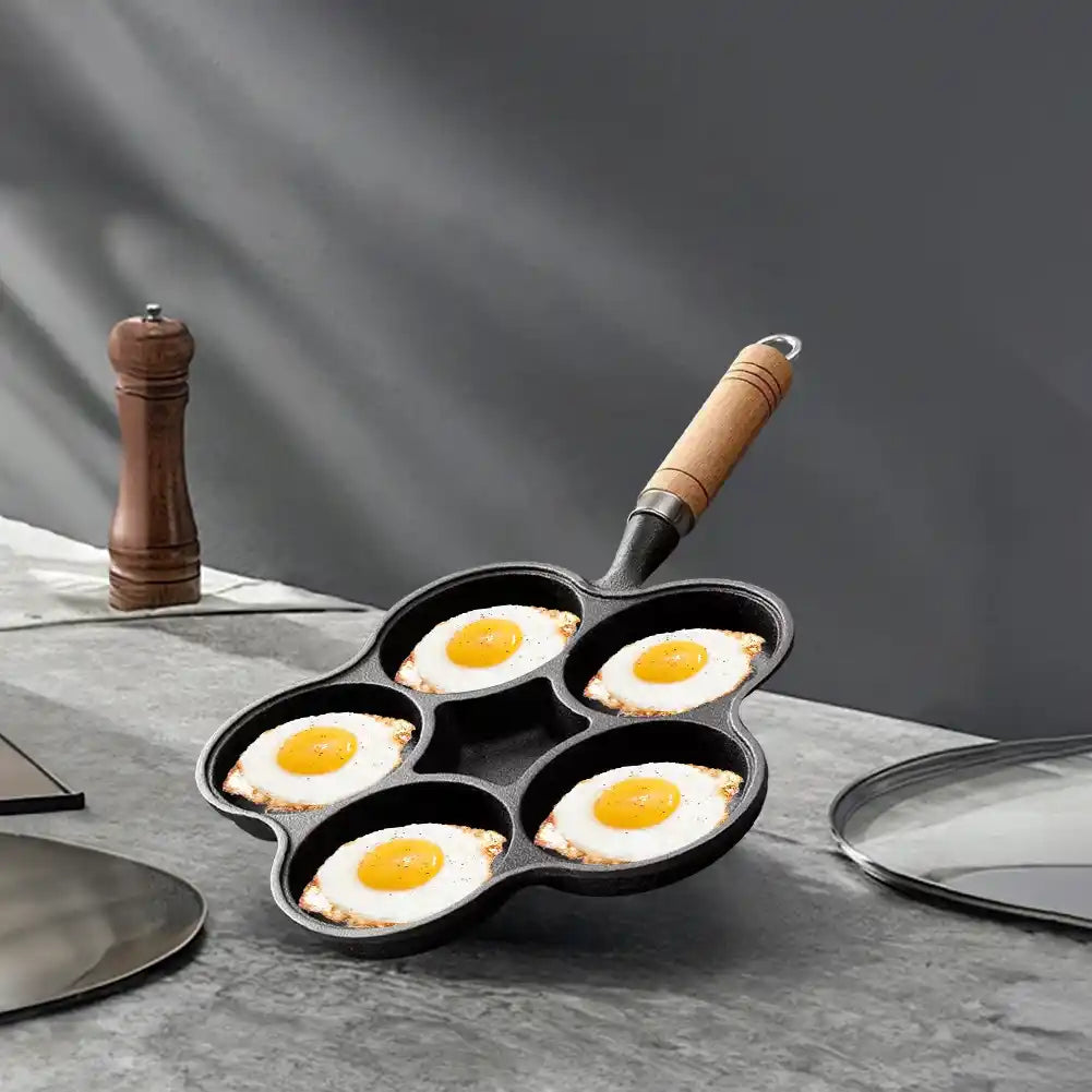 Zynella 5-Hole Cast Iron Breakfast Pan – Egg & Pancake Maker