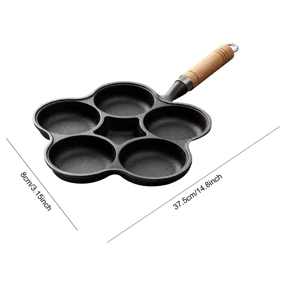 Zynella 5-Hole Cast Iron Breakfast Pan – Egg & Pancake Maker