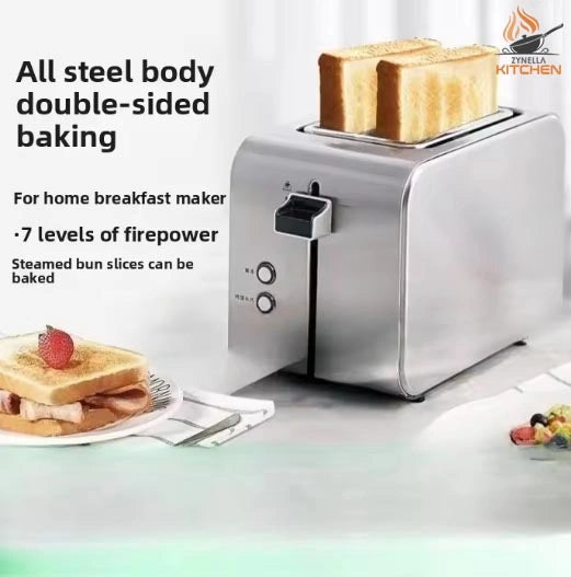Zynella 2-in-1 Stainless Steel Breakfast Toaster – Multifunction Oven 750W