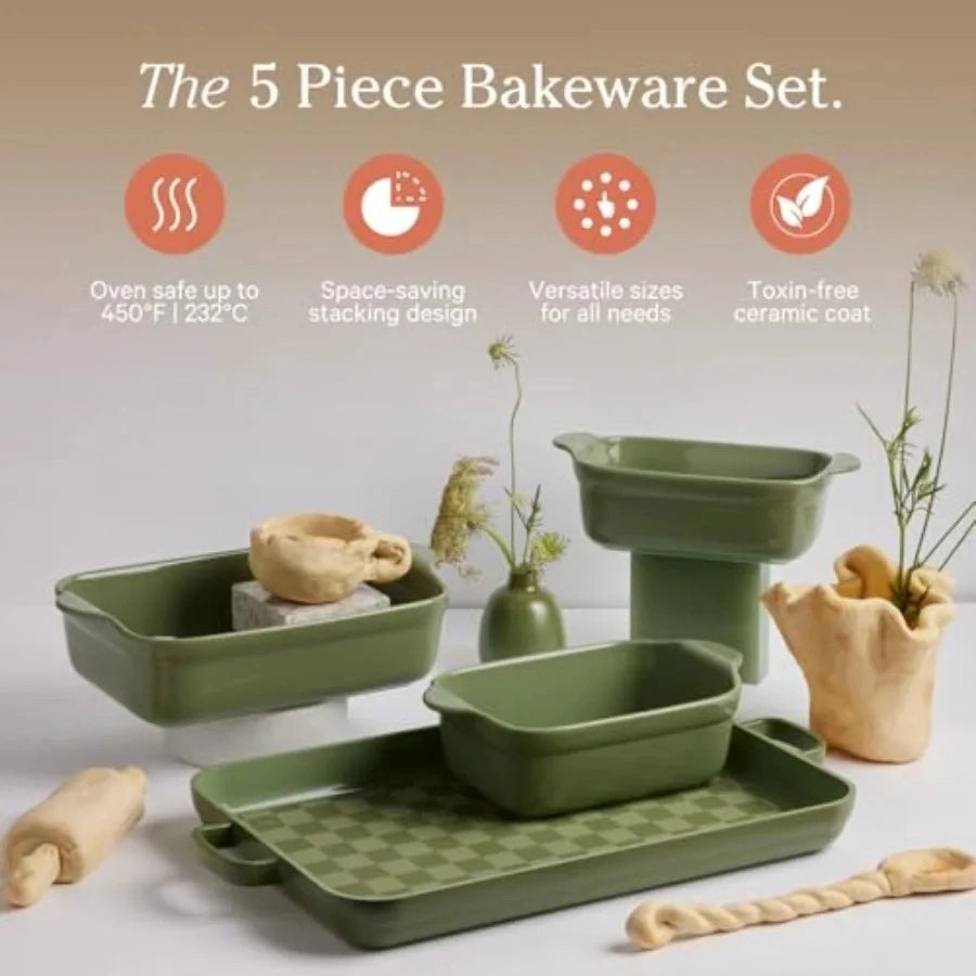 Zynella 5-Piece PFAS-Free Ceramic Bakeware Set