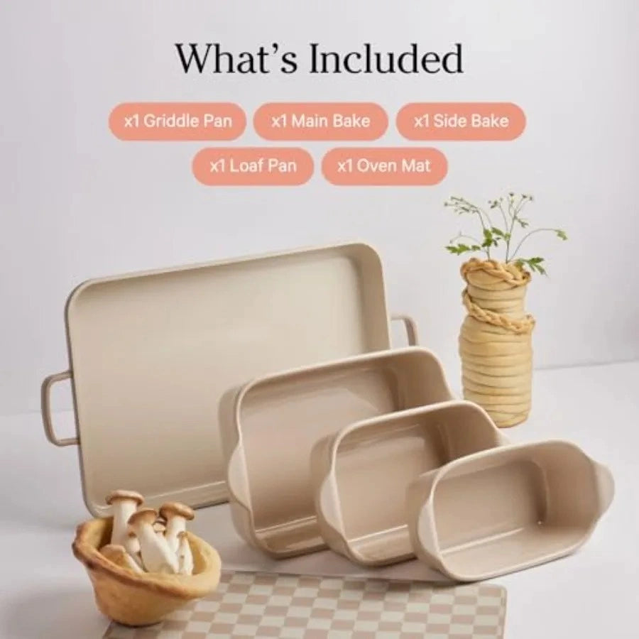 Zynella 5-Piece PFAS-Free Ceramic Bakeware Set