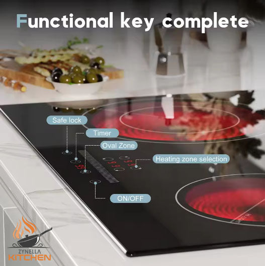 Zynella 60cm 4-Zone Built-In Ceramic Hob with Expandable Oval Zone